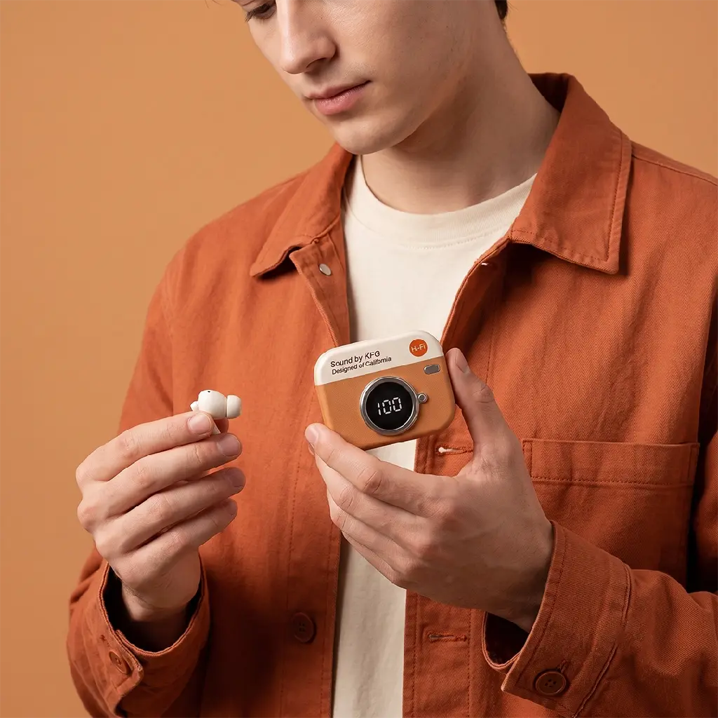q86-camera-earbuds-on-model-hand.webp